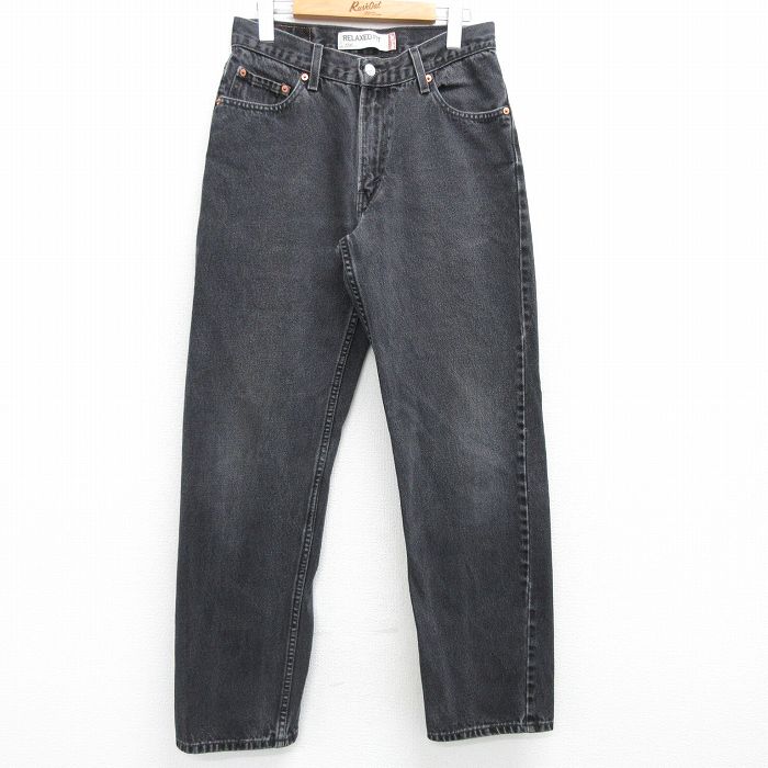 W30★古着 ジーンズ Levis リーバイス 550 メンズ コットン 黒 ブラック デニム 25mar28 中古 ボトムス ジーパン Gパン ロング パンツ