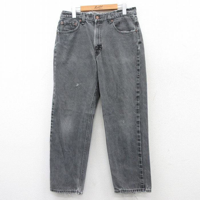 W33★古着 ジーンズ Levis リーバイス 550 メンズ 90年代 90s コットン USA製 黒 ブラック デニム 25mar28 中古 ボトムス ジーパン Gパン ロング パンツ