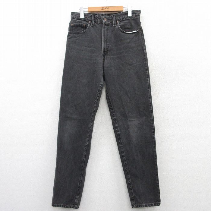 W32★古着 ジーンズ Levis リーバイス 550 メンズ 90年代 90s テーパード ヒゲ コットン USA製 黒 ブラック デニム 【spe】 25mar28 中古 ボトムス ジーパン Gパン ロング パンツ