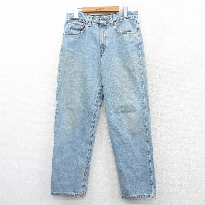 W32★古着 ジーンズ Levis リーバイス 550 メンズ 90年代 90s コットン USA製 紺 ネイビー デニム 25mar28 中古 ボトムス ジーパン Gパン ロング パンツ