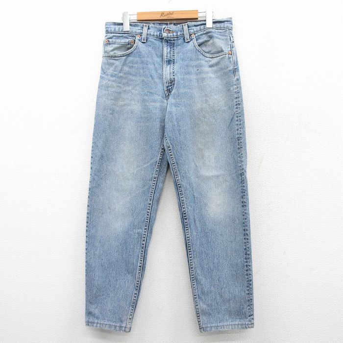 W34★古着 ジーンズ Levis リーバイス 550 メンズ 紺 ネイビー デニム 25mar28 中古 ボトムス ジーパン Gパン ロング パンツ