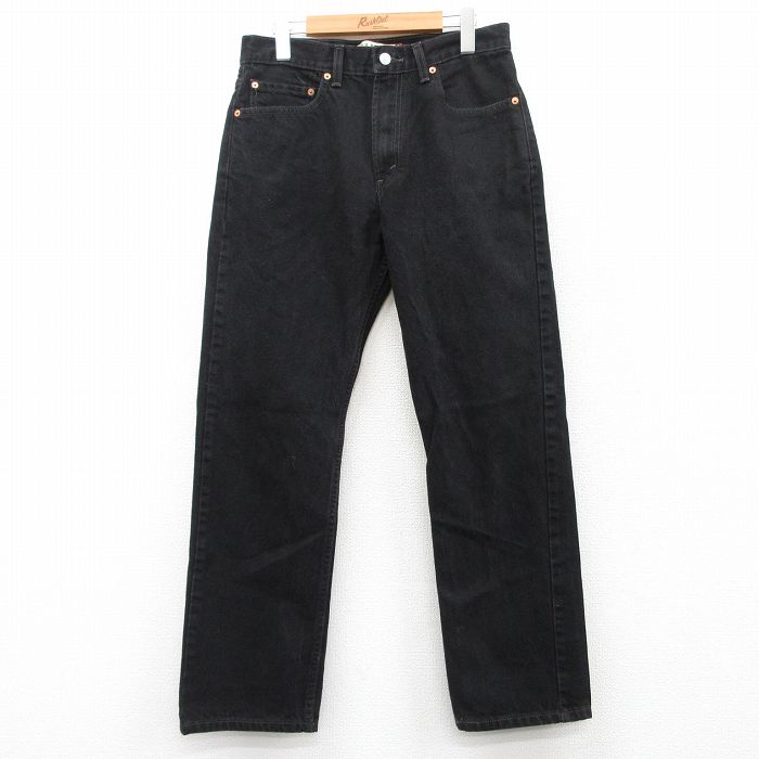 W32★古着 ジーンズ Levis リーバイス 505 メンズ コットン 黒 ブラック デニム 25mar28 中古 ボトムス ジーパン Gパン ロング パンツ