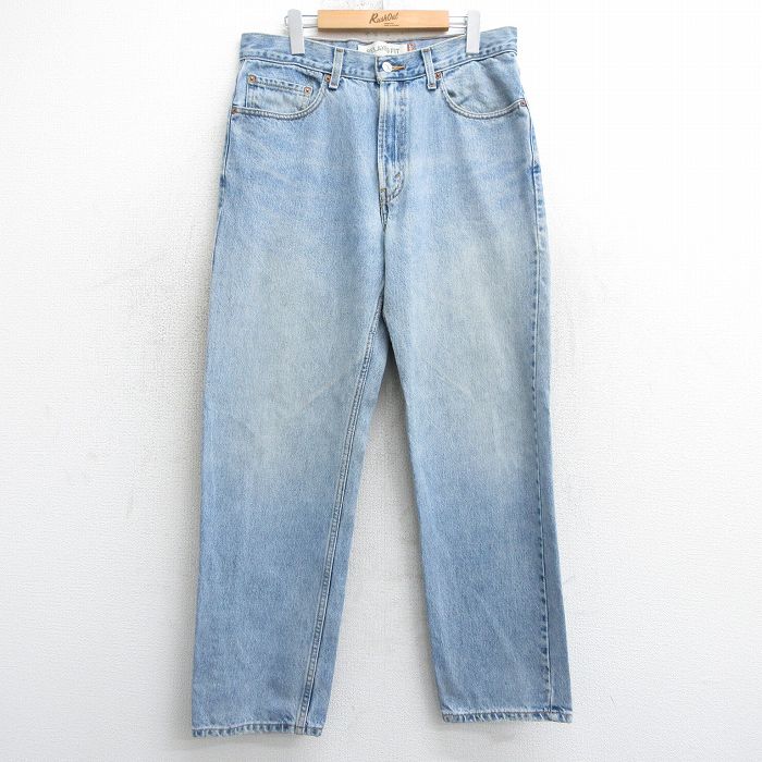 W33★古着 ジーンズ Levis リーバイス 550 メンズ コットン 薄紺 ネイビー デニム 25apr03 中古 ボトムス ジーパン Gパン ロング パンツ
