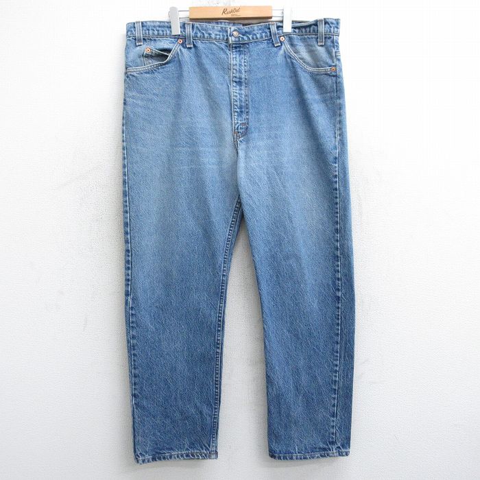 W42★古着 ジーンズ Levis リーバイス 505 メンズ 90年代 90s ヒゲ 大きいサイズ コットン 紺 ネイビー デニム 25apr03 中古 ボトムス ジーパン Gパン ロング パンツ