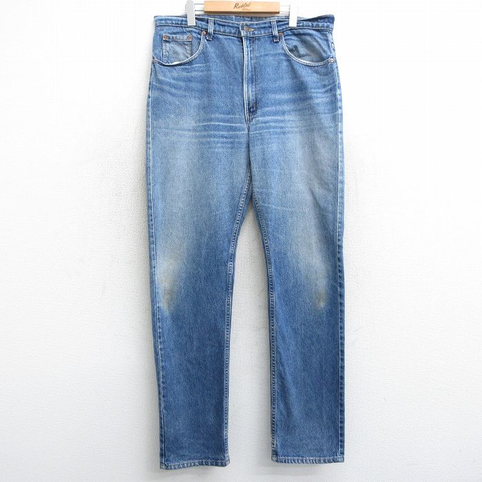 W38★古着 ジーンズ Levis リーバイス 505 メンズ 90年代 90s ヒゲ コットン USA製 紺 ネイビー デニム 【spe】 25apr03 中古 ボトムス ジーパン Gパン ロング パンツ