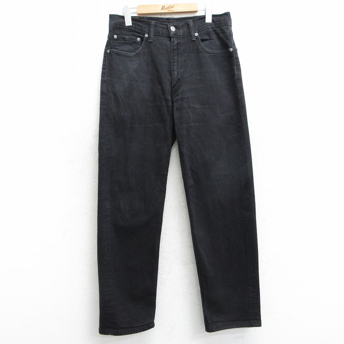 W33★古着 ジーンズ Levis リーバイス 550 メンズ ヒゲ 黒 ブラック デニム 25apr03 中古 ボトムス ジーパン Gパン ロング パンツ
