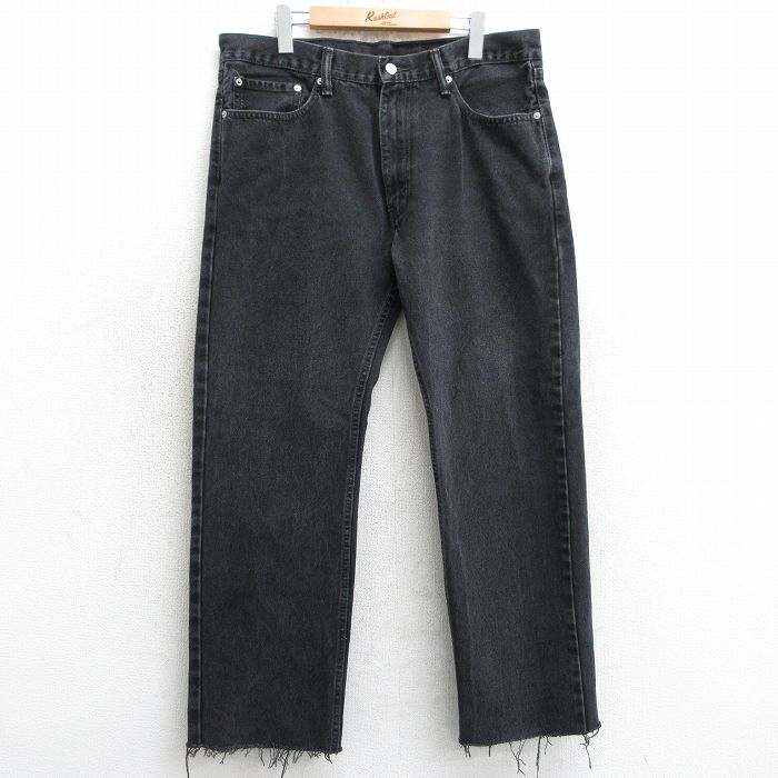 W37★古着 ジーンズ Levis リーバイス 505 メンズ コットン 黒 ブラック デニム 25apr17 中古 ボトムス ジーパン Gパン ロング パンツ