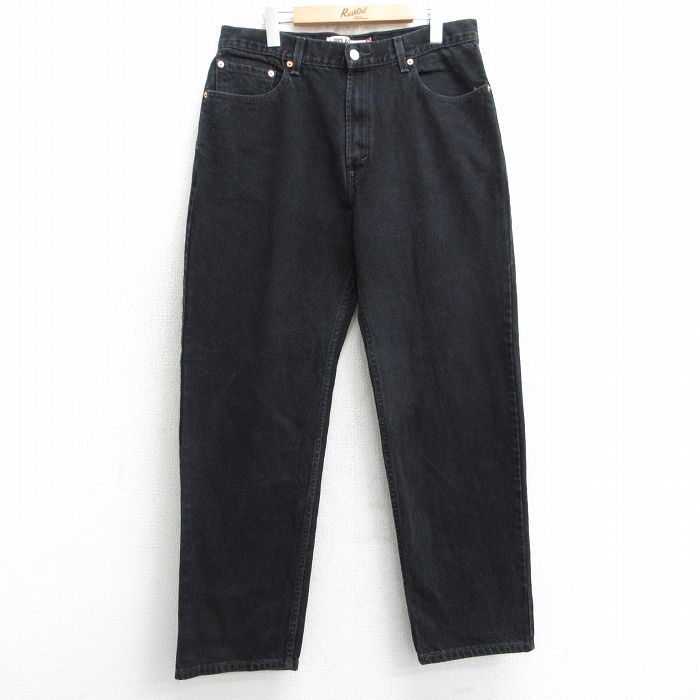 W35★古着 ジーンズ Levis リーバイス 550 メンズ コットン 黒 ブラック デニム 25apr17 中古 ボトムス ジーパン Gパン ロング パンツ