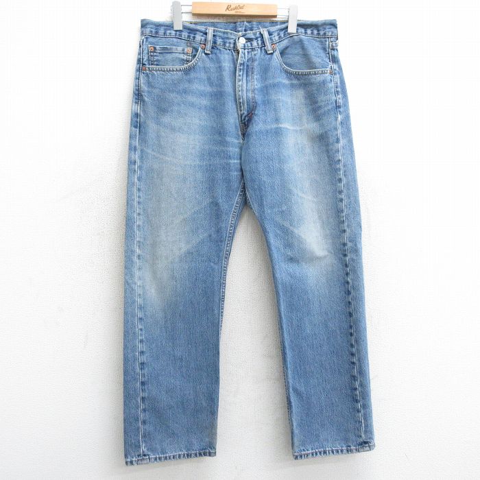W39★古着 ジーンズ Levis リーバイス 505 メンズ ヒゲ 大きいサイズ コットン 紺 ネイビー デニム 25apr17 中古 ボトムス ジーパン Gパン ロング パンツ