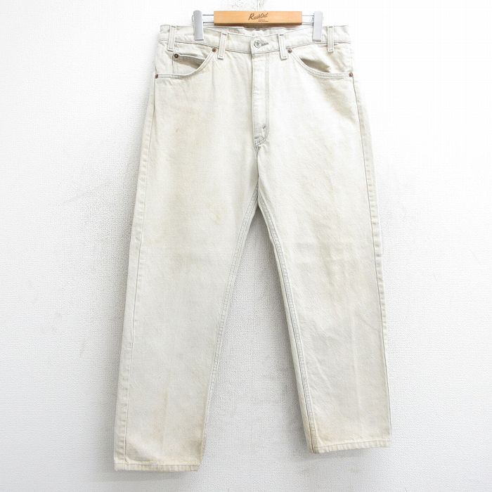 W35★古着 ジーンズ Levis リーバイス 505 メンズ 90年代 90s USA製 ベージュ系 カーキ デニム 【spe】 25apr17 中古 ボトムス ジーパン Gパン ロング パンツ