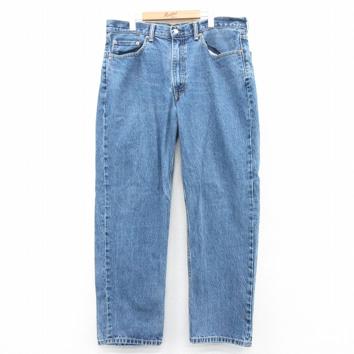 W38★古着 Levis リーバイス 550 メンズヒゲ コットン 紺 ネイビー デニム 25apr30 中古 メンズ ボトムス ジーパン Gパン ロング パンツ