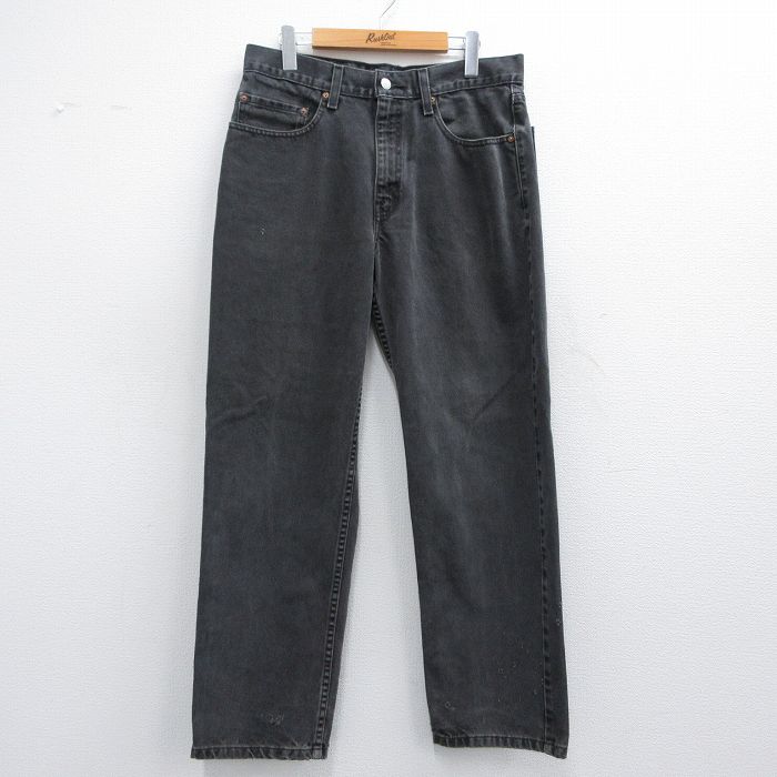 W34★古着 ジーンズ Levis リーバイス 550 メンズ コットン 黒 ブラック デニム 25may14 中古 ボトムス ジーパン Gパン ロング パンツ