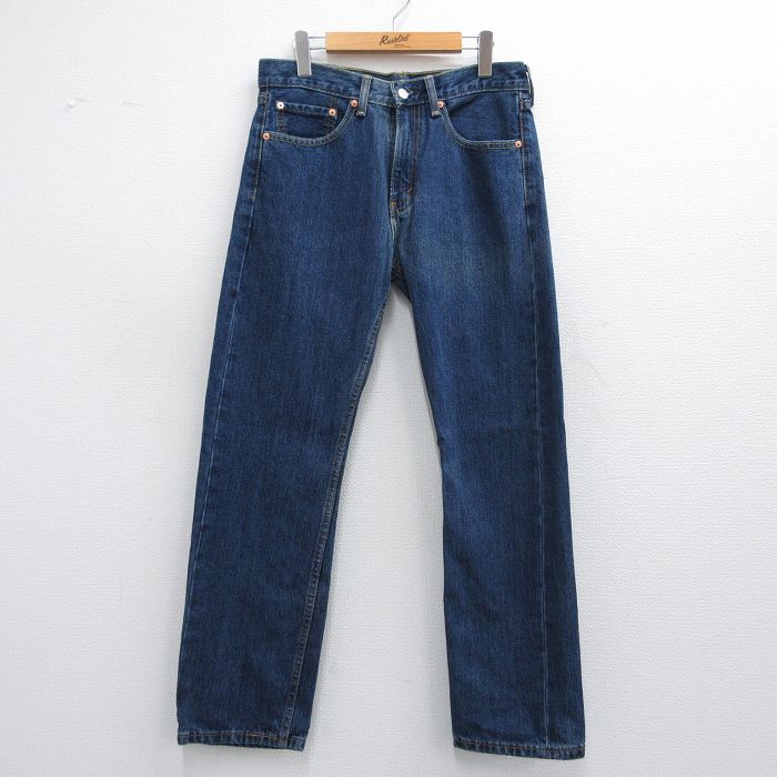 W31★古着 ジーンズ Levis リーバイス 505 メンズ コットン 濃紺 ネイビー デニム 25may14 中古 ボトムス ジーパン Gパン ロング パンツ