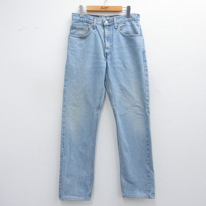 W31★古着 ジーンズ Levis リーバイス 505 メンズ 00年代 00s ヒゲ コットン 薄紺 ネイビー デニム 25may14 中古 ボトムス ジーパン Gパン ロング パンツ