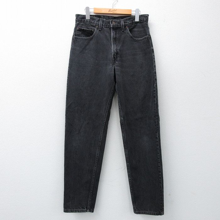 W32★古着 リーバイス Levis 550 メンズ 90年代 90s ヒゲ コットン USA製 黒 ブラック デニム 【spe】 25may15 中古 ボトムス ジーパン Gパン ロング パンツ