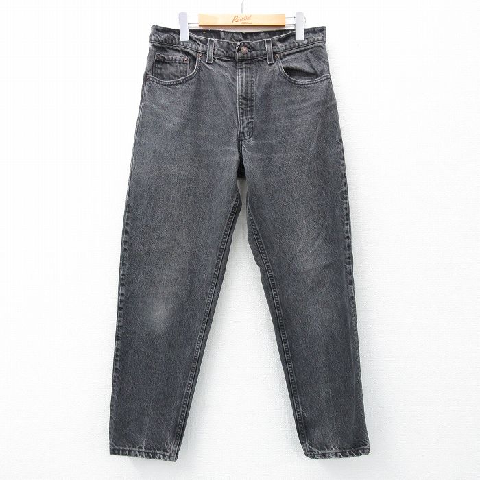 W34★古着 リーバイス Levis 550 メンズ 90年代 90s ヒゲ コットン USA製 黒 ブラック デニム 25may15 中古 ボトムス ジーパン Gパン ロング パンツ