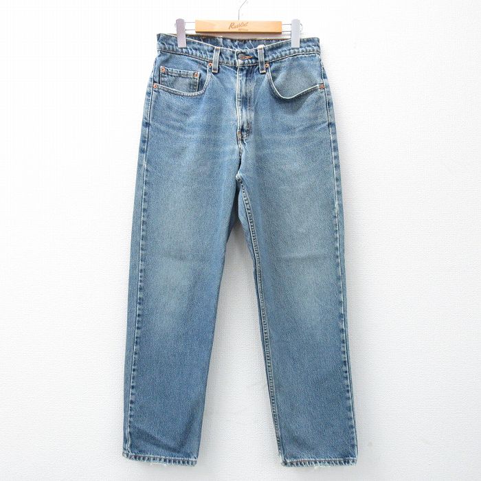 W31★古着 リーバイス Levis 550 メンズ 00年代 00s ヒゲ コットン 薄紺 ネイビー デニム 25may15 中古 ボトムス ジーパン Gパン ロング パンツ