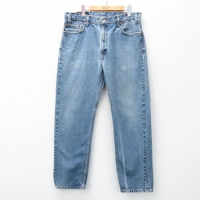 W36★古着 リーバイス Levis 505 メンズ 00年代 00s ヒゲ コットン 薄紺 ネイビー デニム 25may15 中古 ボトムス ジーパン Gパン ロング パンツ