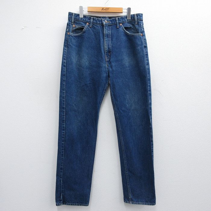 W35★古着 ジーンズ Levis リーバイス 505 メンズ コットン 濃紺 ネイビー デニム 25may16 中古 ボトムス ジーパン Gパン ロング パンツ