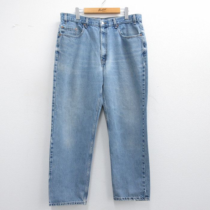 W37★古着 ジーンズ Levis リーバイス 550 メンズ 00年代 00s ヒゲ コットン 紺 ネイビー デニム 25may16 中古 ボトムス ジーパン Gパン ロング パンツ
