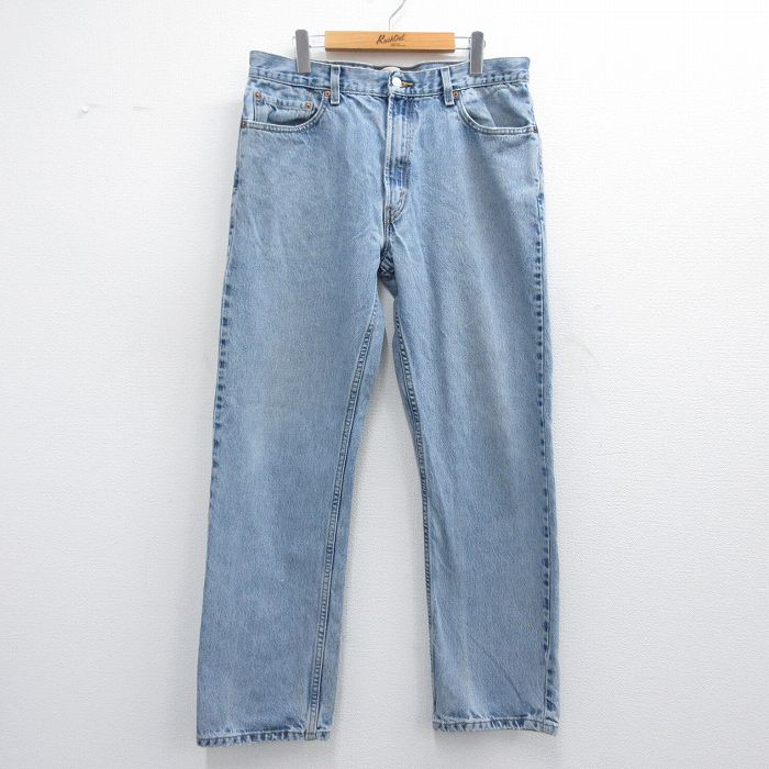 【50%OFF】W36★古着 ジーンズ Levis リーバイス 505 メンズ コットン 薄紺 ネイビー デニム 25may16 中古 ボトムス ジーパン Gパン ロング パンツ