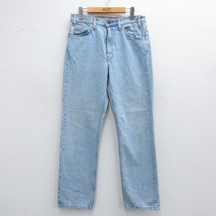 W32★古着 ジーンズ Levis リーバイス 505 メンズ 00年代 00s コットン 薄紺 ネイビー デニム 25may16 中古 ボトムス ジーパン Gパン ロング パンツ
