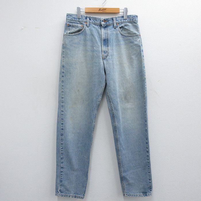 【50%OFF】W33★古着 ジーンズ Levis リーバイス 550 メンズ 90年代 90s ヒゲ コットン USA製 紺 ネイビー デニム 25may16 中古 ボトムス ジーパン Gパン ロング パンツ