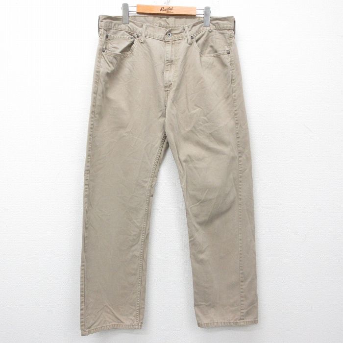W37★古着 ジーンズ Levis リーバイス 505 メンズ コットン ベージュ カーキ 25may16 中古 ボトムス ジーパン Gパン ロング パンツ