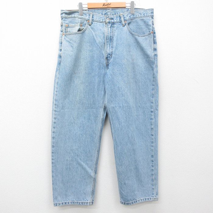 W38★古着 ジーンズ Levis リーバイス 550 メンズ コットン 薄紺 ネイビー デニム 25may16 中古 ボトムス ジーパン Gパン ロング パンツ