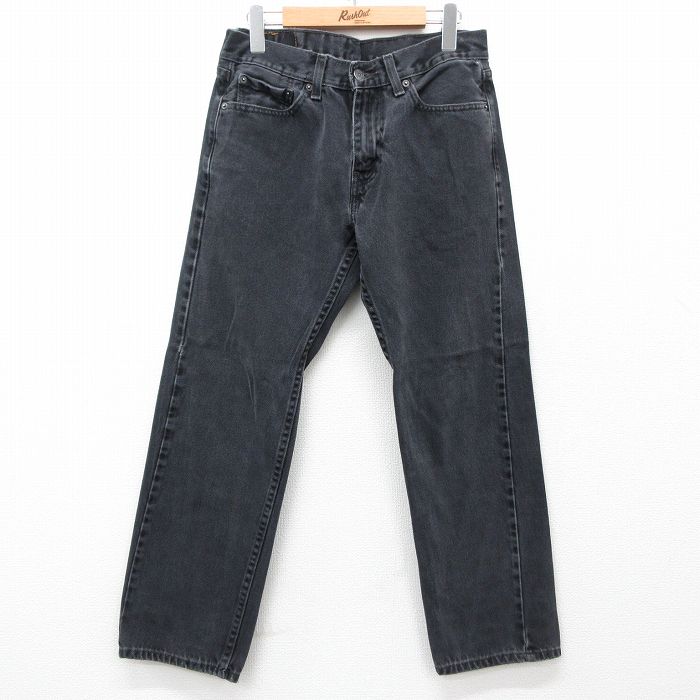 W30★古着 ジーンズ Levis リーバイス 505 メンズ コットン 黒 ブラック デニム 25may16 中古 ボトムス ジーパン Gパン ロング パンツ