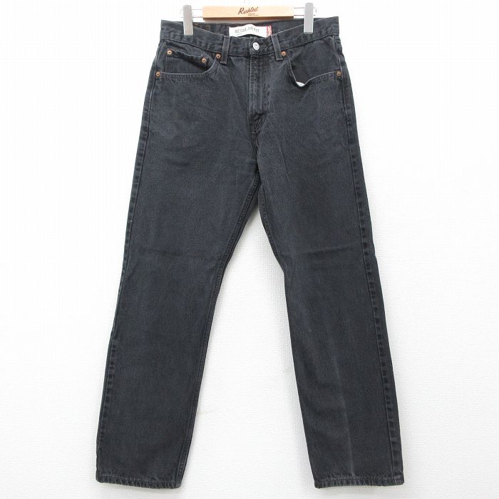W31★古着 ジーンズ Levis リーバイス 505 メンズ コットン 黒 ブラック デニム 25may16 中古 ボトムス ジーパン Gパン ロング パンツ