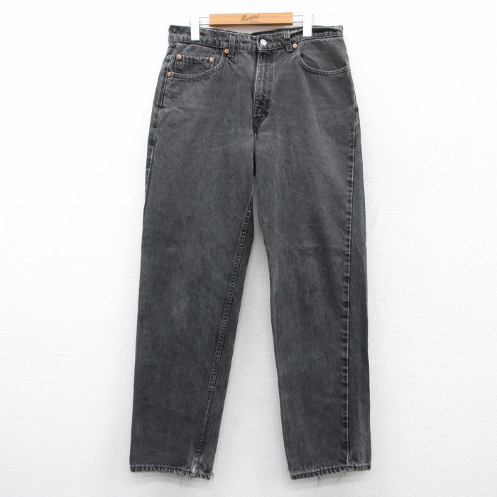 W34★古着 ジーンズ Levis リーバイス 550 メンズ 90年代 90s コットン 黒 ブラック デニム 25may16 中古 ボトムス ジーパン Gパン ロング パンツ