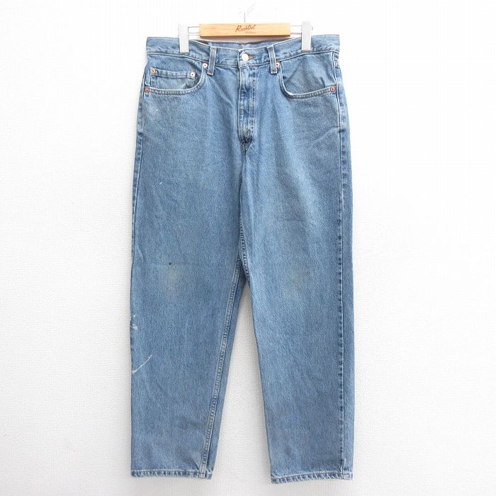 W34★古着 ジーンズ Levis リーバイス 550 メンズ 00年代 00s コットン 紺 ネイビー デニム 25may27 中古 ボトムス ジーパン Gパン ロング パンツ