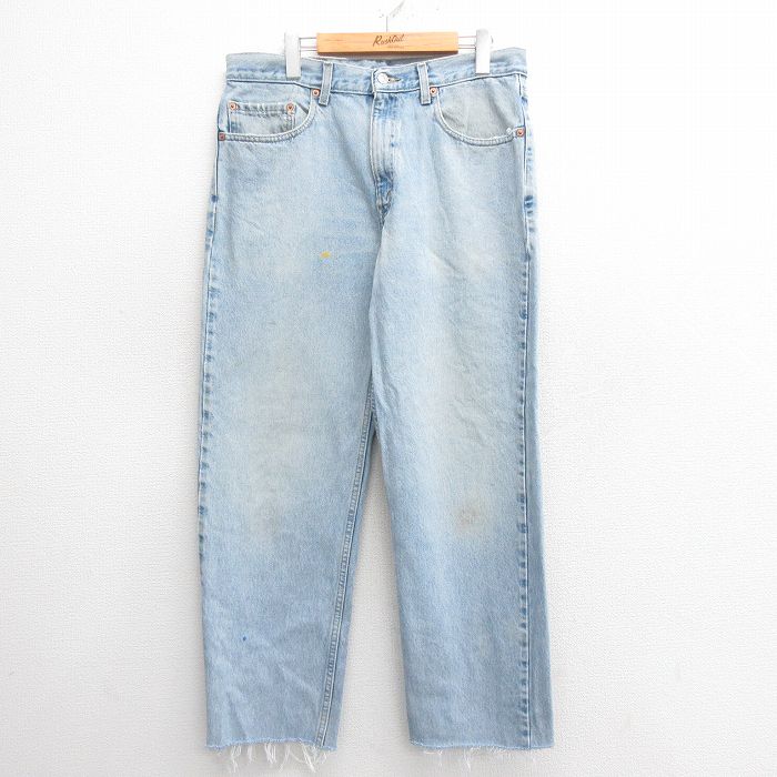 【50%OFF】W34★古着 ジーンズ Levis リーバイス 550 メンズ 00年代 00s コットン 薄紺 ネイビー デニム 25may27 中古 ボトムス ジーパン Gパン ロング パンツ