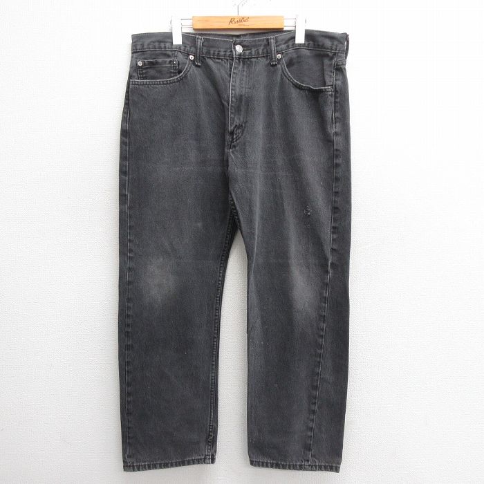 W37★古着 ジーンズ Levis リーバイス 505 メンズ コットン 黒 ブラック デニム 25may27 中古 ボトムス ジーパン Gパン ロング パンツ
