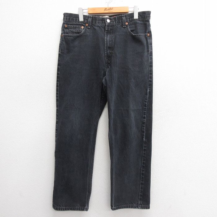 W35★古着 ジーンズ Levis リーバイス 505 メンズ コットン 黒 ブラック デニム 25may27 中古 ボトムス ジーパン Gパン ロング パンツ