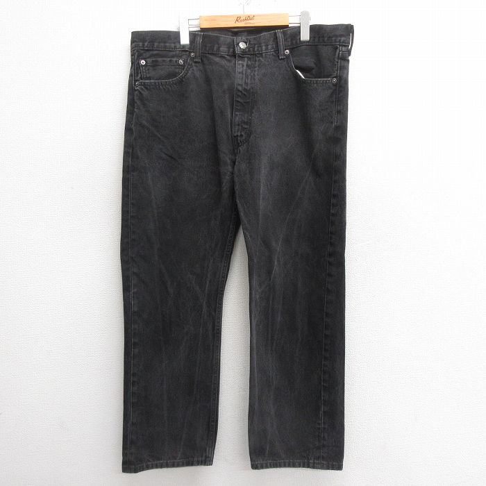 W40★古着 ジーンズ Levis リーバイス 505 メンズ 大きいサイズ コットン 黒 ブラック デニム 25may27 中古 ボトムス ジーパン Gパン ロング パンツ