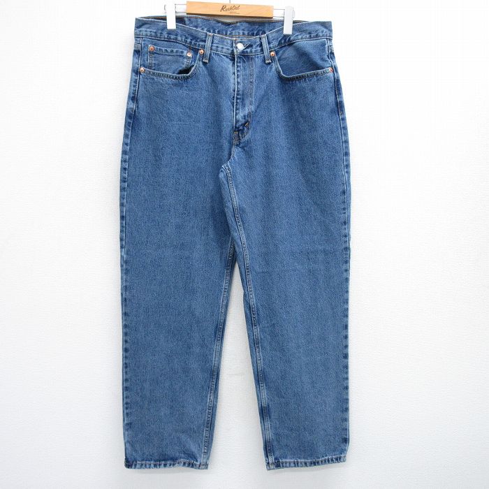 W37★古着 リーバイス Levis 550 メンズ コットン 紺 ネイビー デニム 25jun05 中古 ボトムス ジーパン Gパン ロング パンツ