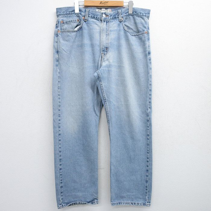 W38★古着 リーバイス Levis 505 メンズ ヒゲ コットン 紺 ネイビー デニム 25jun05 中古 ボトムス ジーパン Gパン ロング パンツ