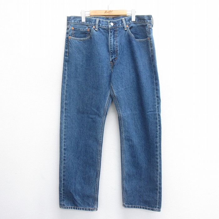 W38★古着 ジーンズ リーバイス Levis 505 メンズ コットン 紺 ネイビー デニム 25jun14 中古 ボトムス ジーパン Gパン ロング パンツ