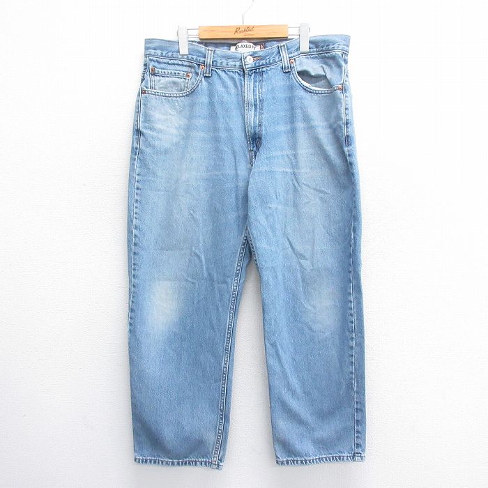 W38★古着 ジーンズ リーバイス Levis 550 メンズ ヒゲ コットン 紺 ネイビー デニム 25jun14 中古 ボトムス ジーパン Gパン ロング パンツ