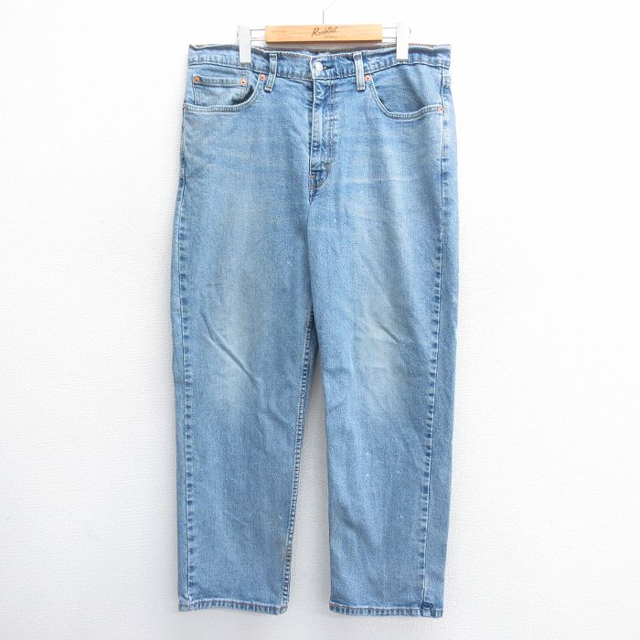 W36★古着 ジーンズ リーバイス Levis 550 メンズ ヒゲ 紺 ネイビー デニム 25jun14 中古 ボトムス ジーパン Gパン ロング パンツ