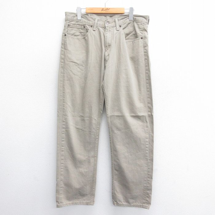 W36★古着 ジーンズ リーバイス Levis 505 メンズ コットン ベージュ系 カーキ デニム 25jun14 中古 ボトムス ジーパン Gパン ロング パンツ