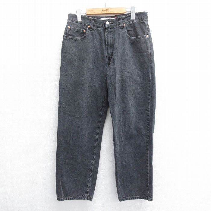 W34★古着 ジーンズ リーバイス Levis 550 メンズ コットン 黒 ブラック デニム 【spe】 25jun14 中古 ボトムス ジーパン Gパン ロング パンツ