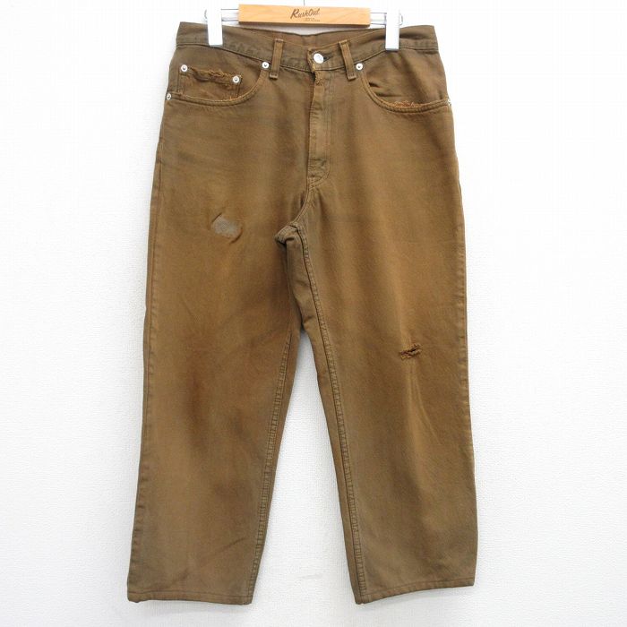W31★古着 ジーンズ リーバイス Levis 550 メンズ 90年代 90s コットン USA製 茶 ブラウン デニム 【spe】 25jul05 中古 ボトムス ジーパン Gパン ロング パンツ