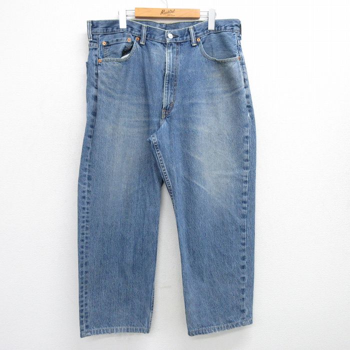 【20%OFF】W38★古着 ジーンズ リーバイス Levis 550 メンズ ヒゲ コットン 紺 ネイビー デニム 25jul05 中古 ボトムス ジーパン Gパン ロング パンツ