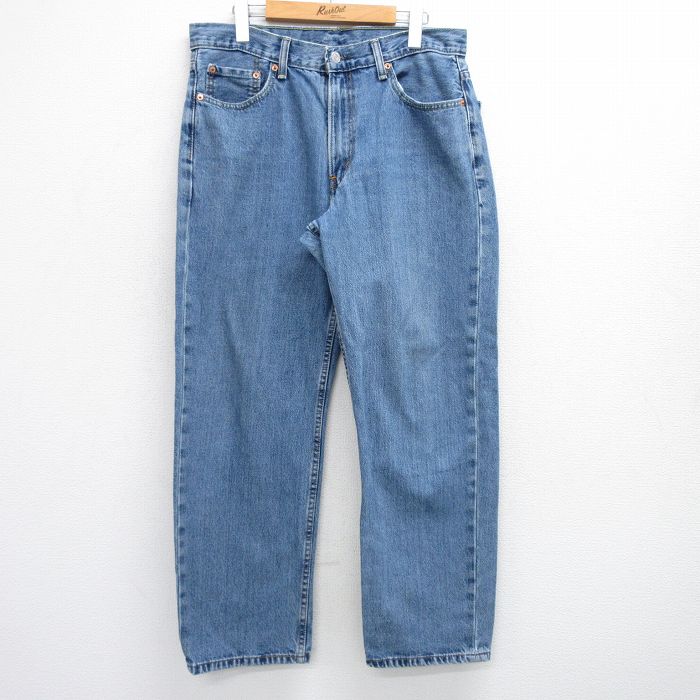 W32★古着 ジーンズ リーバイス Levis 550 メンズ ヒゲ コットン 紺 ネイビー デニム 25jul05 中古 ボトムス ジーパン Gパン ロング パンツ