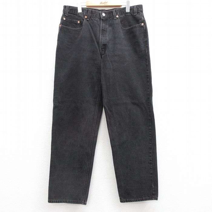 W37★古着 ジーンズ Levis リーバイス 550 メンズ 00年代 00s コットン 黒 ブラック デニム 25jul16 中古 ボトムス ジーパン Gパン ロング パンツ