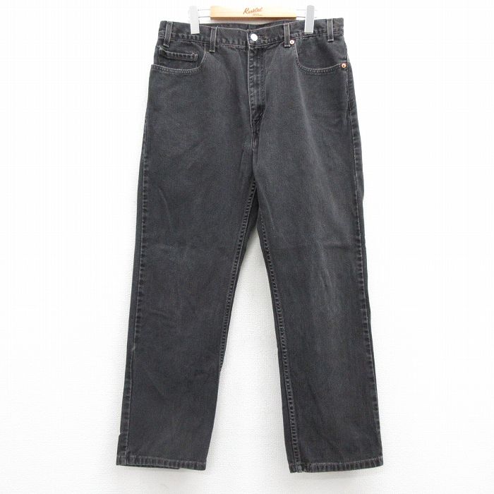 W35★古着 ジーンズ Levis リーバイス 505 メンズ 00年代 00s コットン 黒 ブラック デニム 25jul16 中古 ボトムス ジーパン Gパン ロング パンツ
