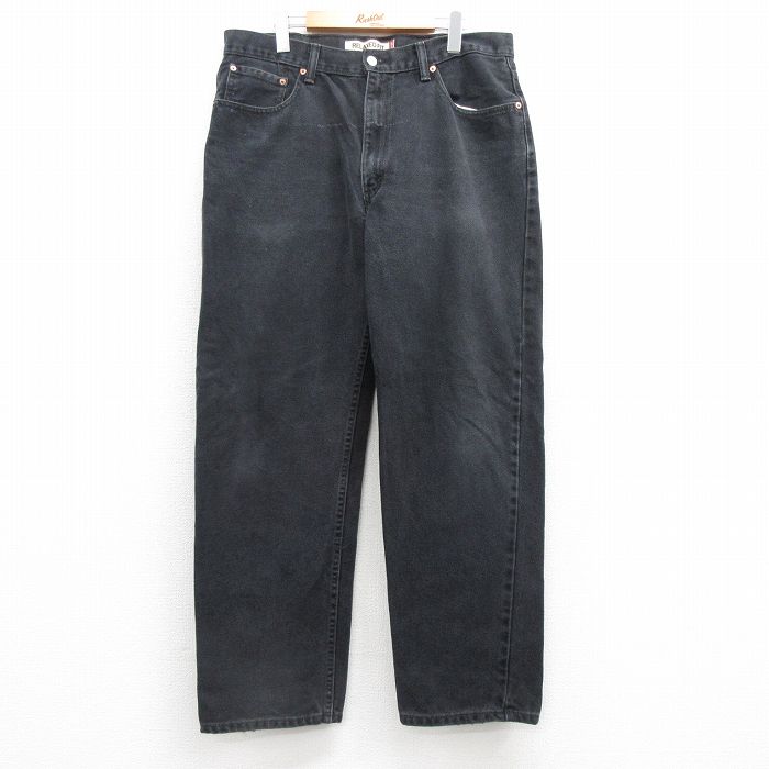 W37★古着 ジーンズ Levis リーバイス 550 メンズ コットン 黒 ブラック デニム 25jul16 中古 ボトムス ジーパン Gパン ロング パンツ